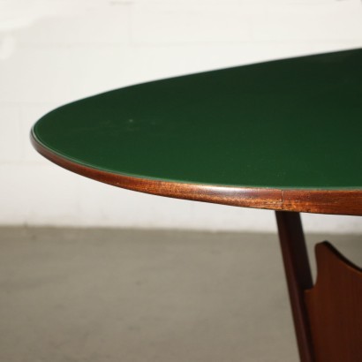 Table Mahogany Wood Back-Treated Glass Italy 1950s 1960s