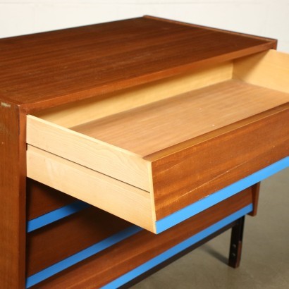 Chest Of Drawers Mahogany Veneer Formica Wood Metal Italy 1960s