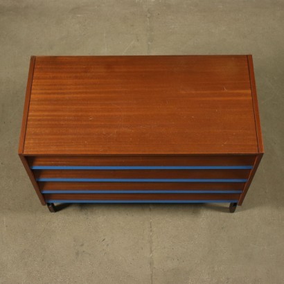 Chest Of Drawers Mahogany Veneer Formica Wood Metal Italy 1960s