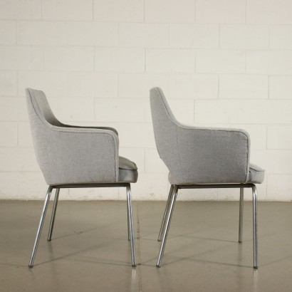 Pair Of Chairs Metal Foam Fabric Italy 1960s