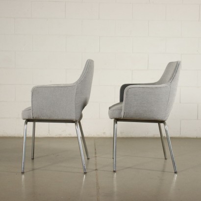 Pair Of Chairs Metal Foam Fabric Italy 1960s