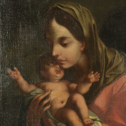 Mary With Child Oil On Canvas 18th Century
