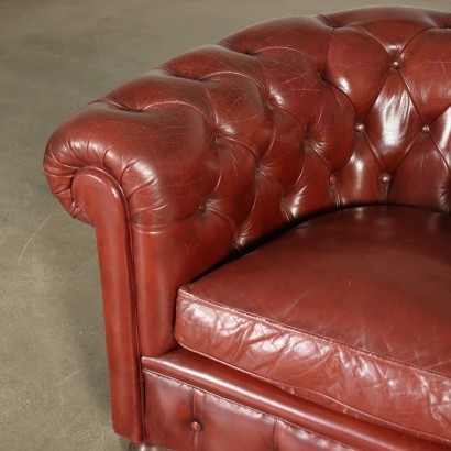 Pair Of Chesterfield Revival Armchairs Leather England 20th Century