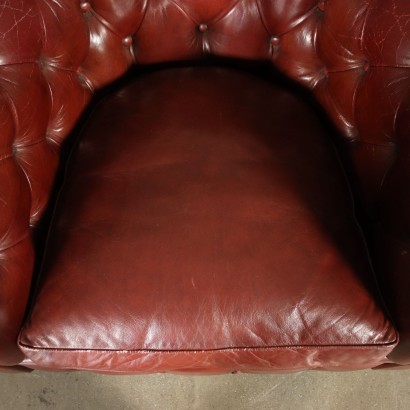 Couple De Fauteuils Style Chesterfield Cuir Angleterre 20ième Siècle