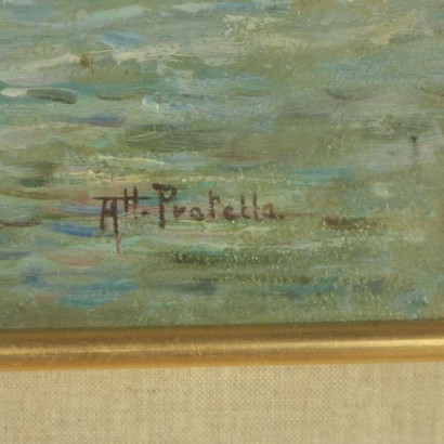 arte, arte italiana, pittura novecento italiana,Attilio Pratella ambito di ,Marina con barche,Attilio Pratella,Attilio Pratella,Attilio Pratella