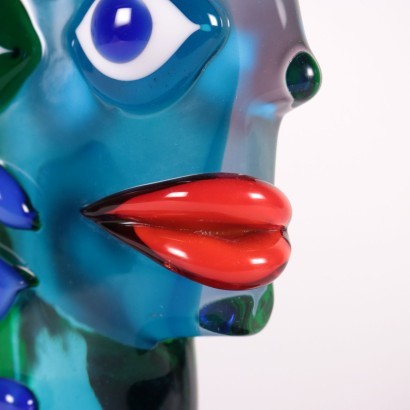 Sculpture De Visage Verre Soufflé Murano Italie Années 1980 1990