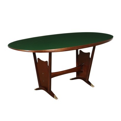 Table Mahogany Wood Back-Treated Glass Italy 1950s 1960s