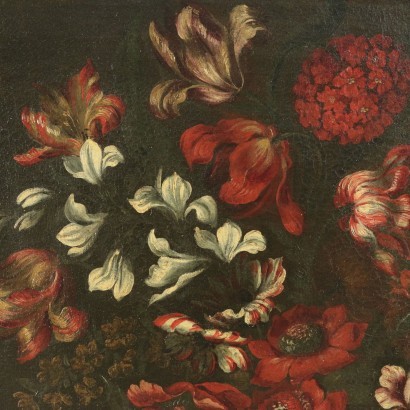 Pair Of Still Lives With Flower Vase And Bird Oil On Canvas Mid '600