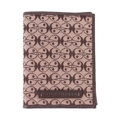 Coccinelle Dark Brown Document Holder Fabric Leather Italy