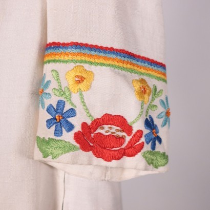 Vintage Shirt WIth Embroideries Flax 1970s