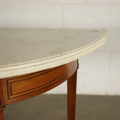 Neo-Classical Crescent Console Chestnut Mahogany Marble Italy 18th Cen