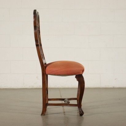 Group of 4 Revival Chairs Walnut Padded Italy 20th Century