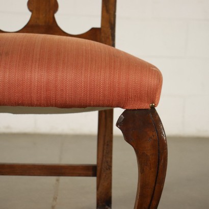 Group of 4 Revival Chairs Walnut Padded Italy 20th Century