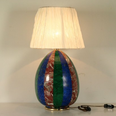 Table Lamp Gilded Metal Porcelain Italy 1960s-1970s