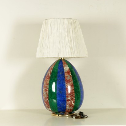 Table Lamp Gilded Metal Porcelain Italy 1960s-1970s