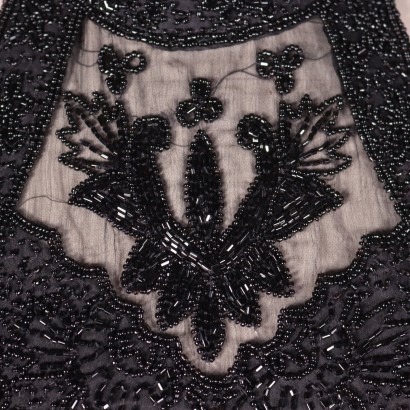 Vintage Black Top With Embroideries Italy 1960s