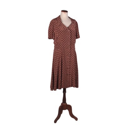 Vintage Dress WIth Dots Silk 1960s-1970s