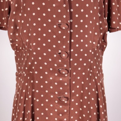 Vintage Dress WIth Dots Silk 1960s-1970s