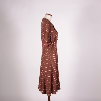 Vintage Dress WIth Dots Silk 1960s-1970s