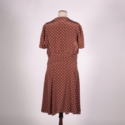 Vintage Dress WIth Dots Silk 1960s-1970s