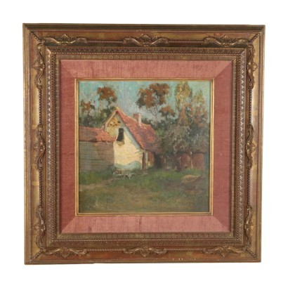 Paysage Avec Maison Huile Sur Toile École Anglaise Fin 1800