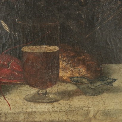 Nature Morte Avec Homard Huile Sur Toile 18-19ème Siècle