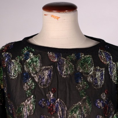 Vintage Pullover mit schimmerndem Blumenmuster