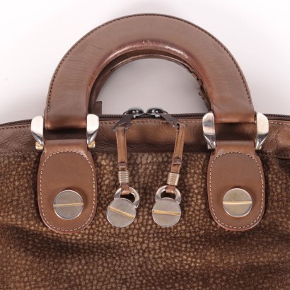 Vintage Borbonese Redwall Handbag Leather Turin 1970s-1980s