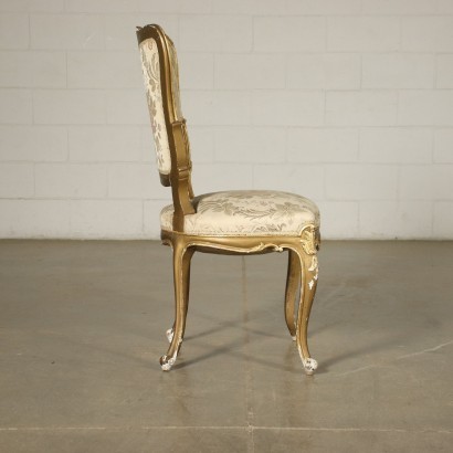 Antik, Stuhl, antike Stühle, antiker Stuhl, antiker italienischer Stuhl, antiker Stuhl, neoklassizistischer Stuhl, Stuhl des 19. Jahrhunderts, Gruppe von vier Stühlen im Baroc-Stil