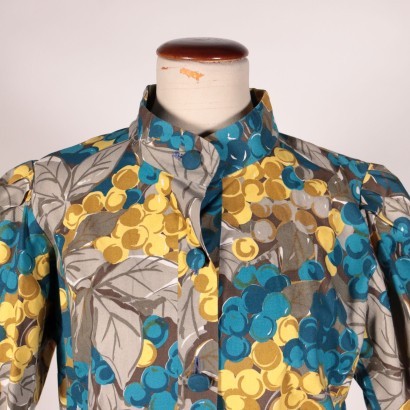 Robe D'Été Vintage à Motif Floral Coton Italie Années 1960