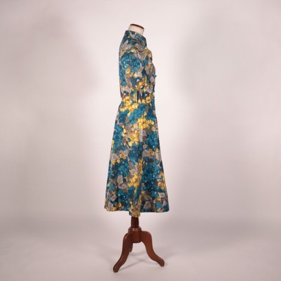 Robe D'Été Vintage à Motif Floral Coton Italie Années 1960