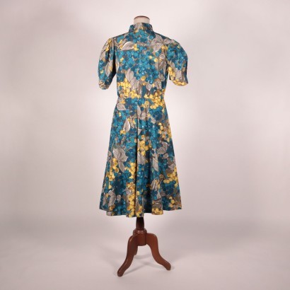 Robe D'Été Vintage à Motif Floral Coton Italie Années 1960