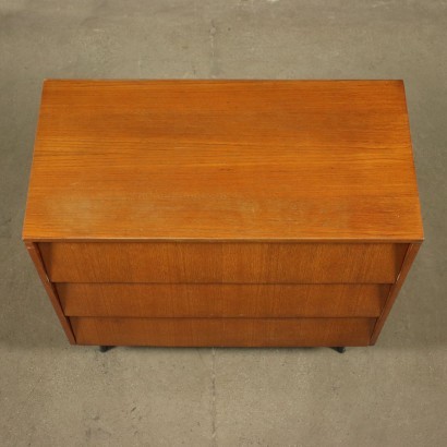 Chest Of Drawers Teak Veneer Metal Italy 1960s