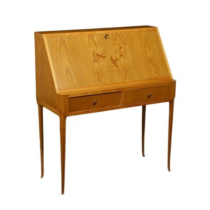 Writing Desk Sessile Oak Veneer Italy 1950s