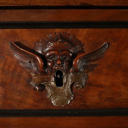 Umbertino Secretaire With Dante Alighieri Bust Walnut Ebony Italy 1800