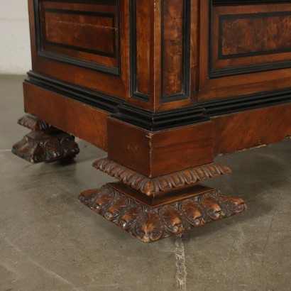 Umbertino Secretaire With Dante Alighieri Bust Walnut Ebony Italy 1800