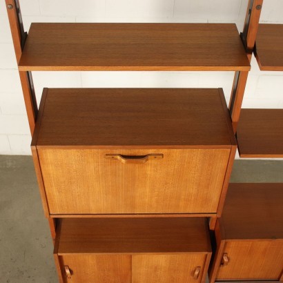 Bookcase Teak Veneer Metal Italy 1960s