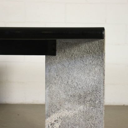 Sormani Desk Granite Lacquered Wood Leather Italy 1980s