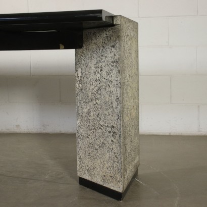 Sormani Desk Granite Lacquered Wood Leather Italy 1980s