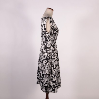 Vintage Black and White Dress Cotton Italy 1970s