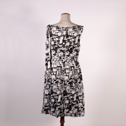 Vintage Black and White Dress Cotton Italy 1970s