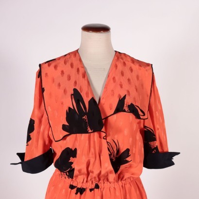 Vintage Coral Dress Silk Italy 1970s-1980s