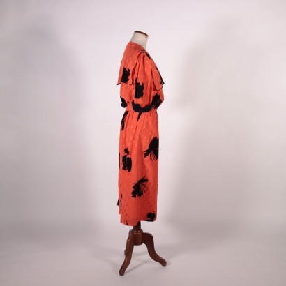 Vintage Coral Dress Silk Italy 1970s-1980s