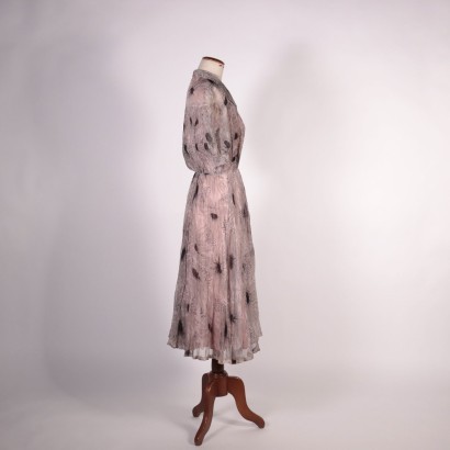 Vintage Chiffon Dress Silk Italy 1940s-1950s