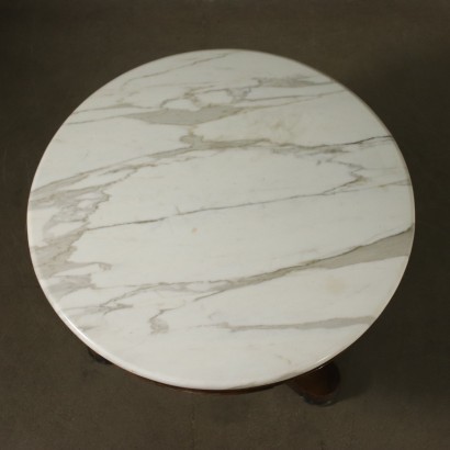 Empire Table Walnut White Marble Italy 19th Century