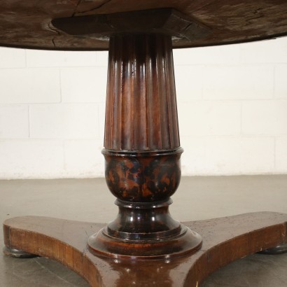 Empire Table Walnut White Marble Italy 19th Century