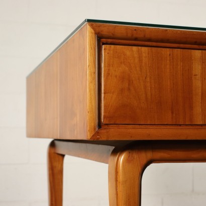 Desk Cherry Veneer Solid Beech Glass Italy 1950s Italian Production