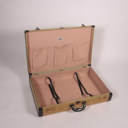 Vintage Koffer Leder Leinwand Italien 1920-1930