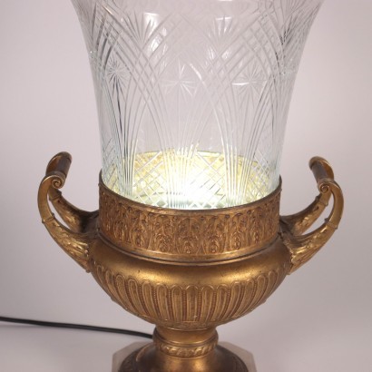 Table Lamp Alabaster Gilded Bronze Crystal Italy 20th Century