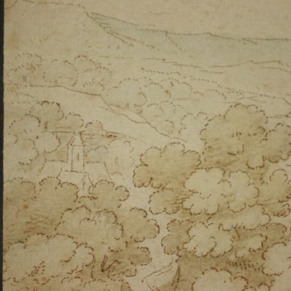 North-European Landscape Ink and Watercolor 17th Century